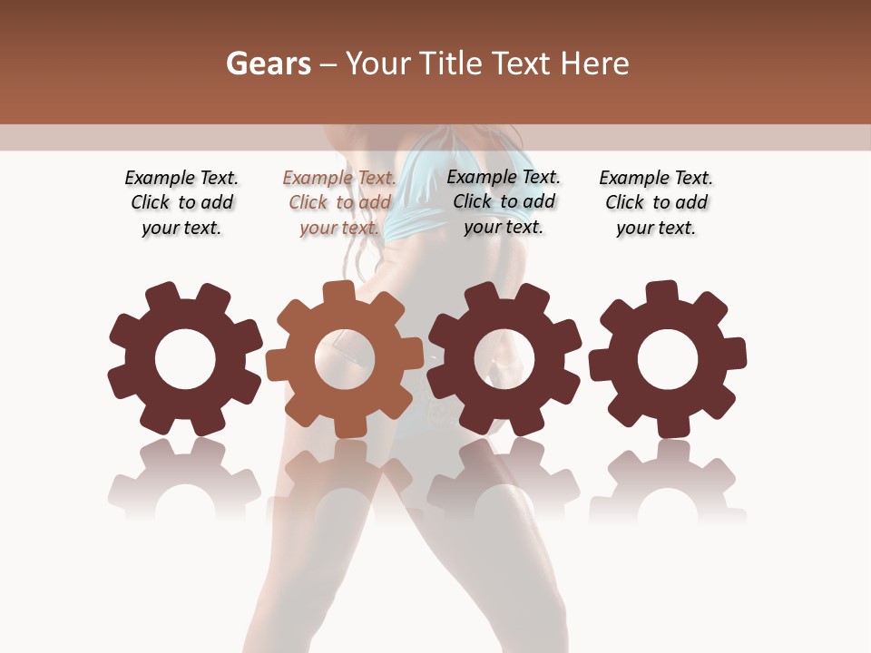 A Beautiful Woman In A Blue Bikini Posing For The Camera PowerPoint Template