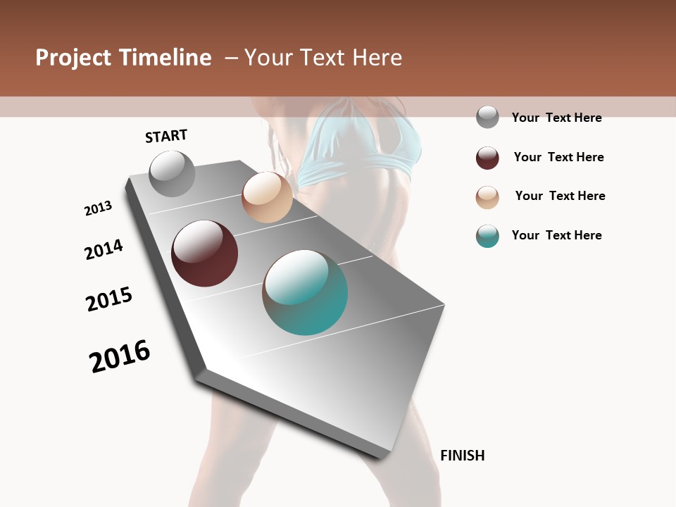 A Beautiful Woman In A Blue Bikini Posing For The Camera PowerPoint Template