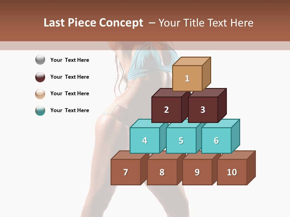 A Beautiful Woman In A Blue Bikini Posing For The Camera PowerPoint Template