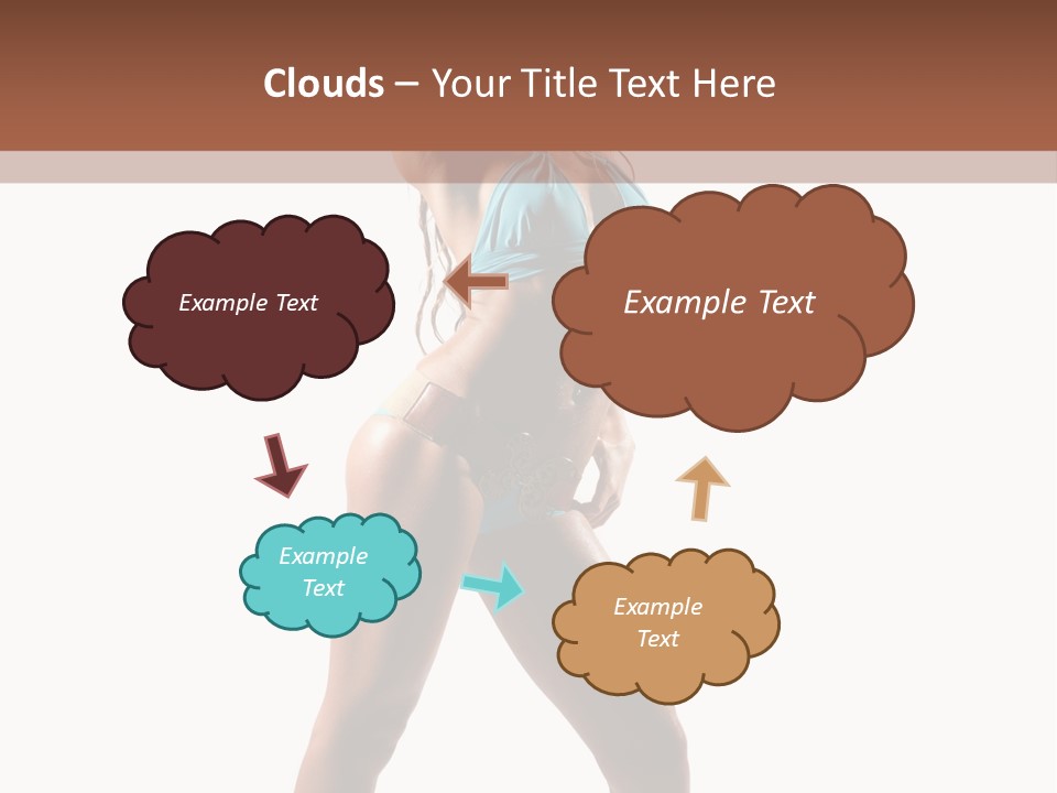 A Beautiful Woman In A Blue Bikini Posing For The Camera PowerPoint Template