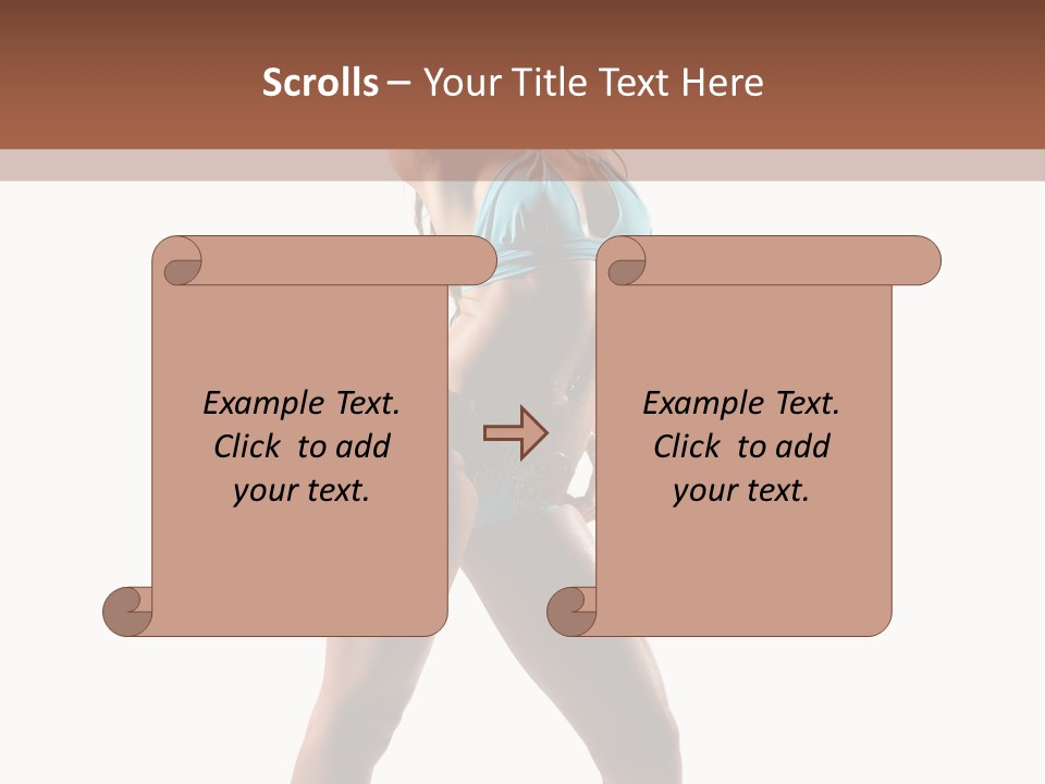 A Beautiful Woman In A Blue Bikini Posing For The Camera PowerPoint Template