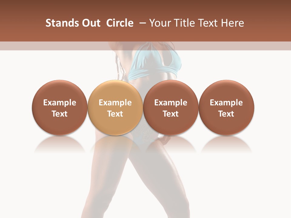 A Beautiful Woman In A Blue Bikini Posing For The Camera PowerPoint Template