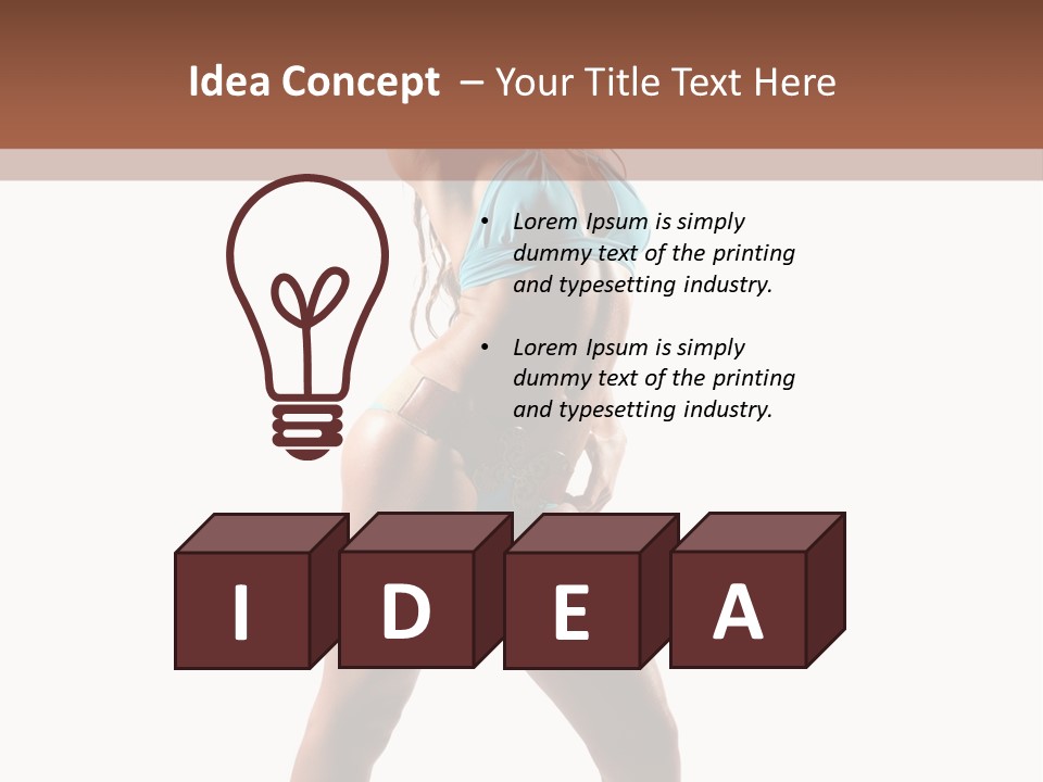 A Beautiful Woman In A Blue Bikini Posing For The Camera PowerPoint Template