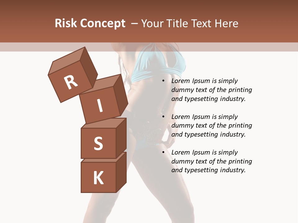 A Beautiful Woman In A Blue Bikini Posing For The Camera PowerPoint Template