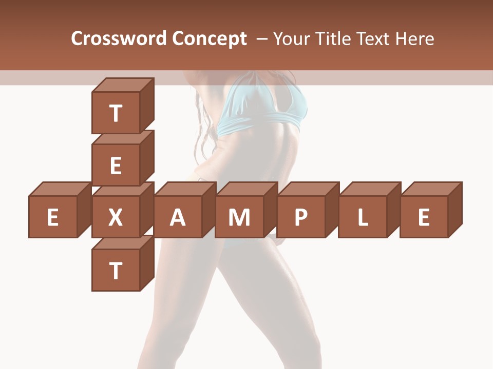 A Beautiful Woman In A Blue Bikini Posing For The Camera PowerPoint Template