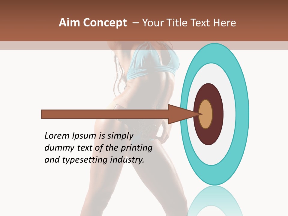 A Beautiful Woman In A Blue Bikini Posing For The Camera PowerPoint Template