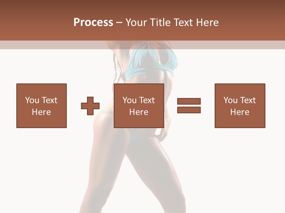 A Beautiful Woman In A Blue Bikini Posing For The Camera PowerPoint Template