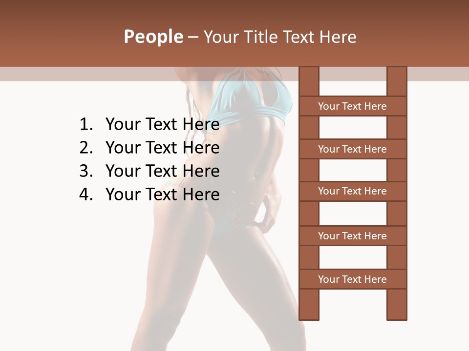 A Beautiful Woman In A Blue Bikini Posing For The Camera PowerPoint Template