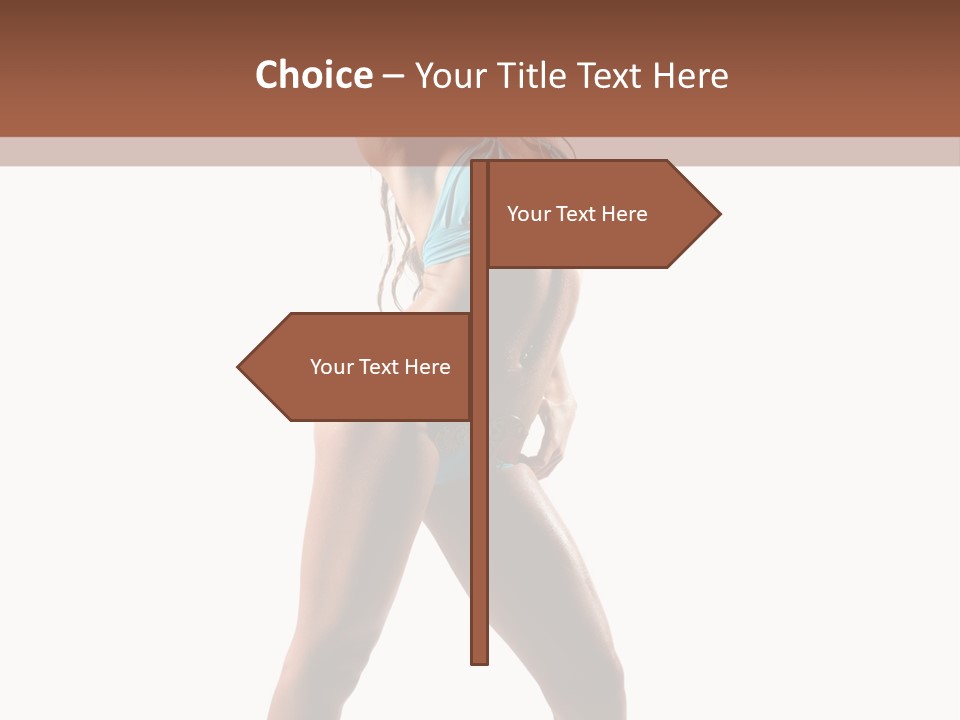 A Beautiful Woman In A Blue Bikini Posing For The Camera PowerPoint Template