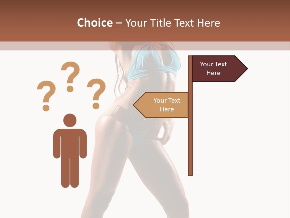 A Beautiful Woman In A Blue Bikini Posing For The Camera PowerPoint Template