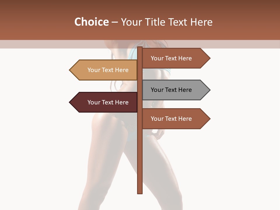 A Beautiful Woman In A Blue Bikini Posing For The Camera PowerPoint Template