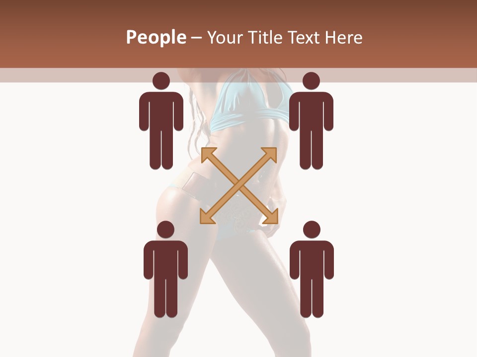 A Beautiful Woman In A Blue Bikini Posing For The Camera PowerPoint Template