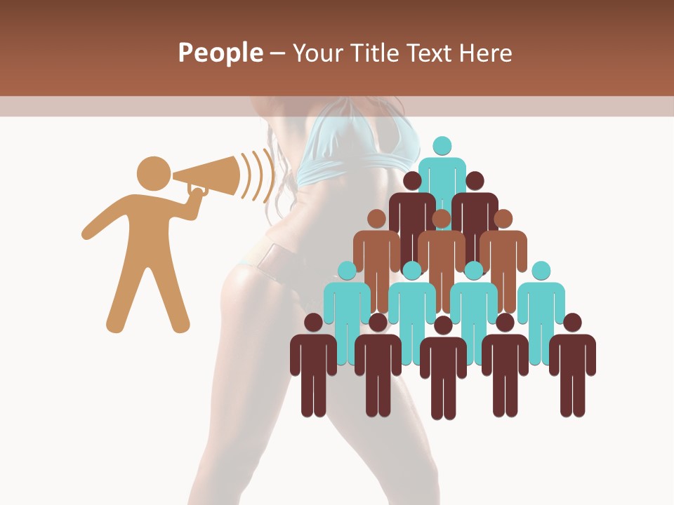 A Beautiful Woman In A Blue Bikini Posing For The Camera PowerPoint Template