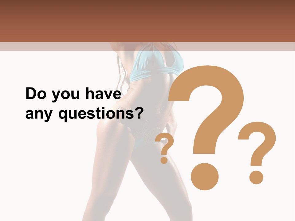 A Beautiful Woman In A Blue Bikini Posing For The Camera PowerPoint Template