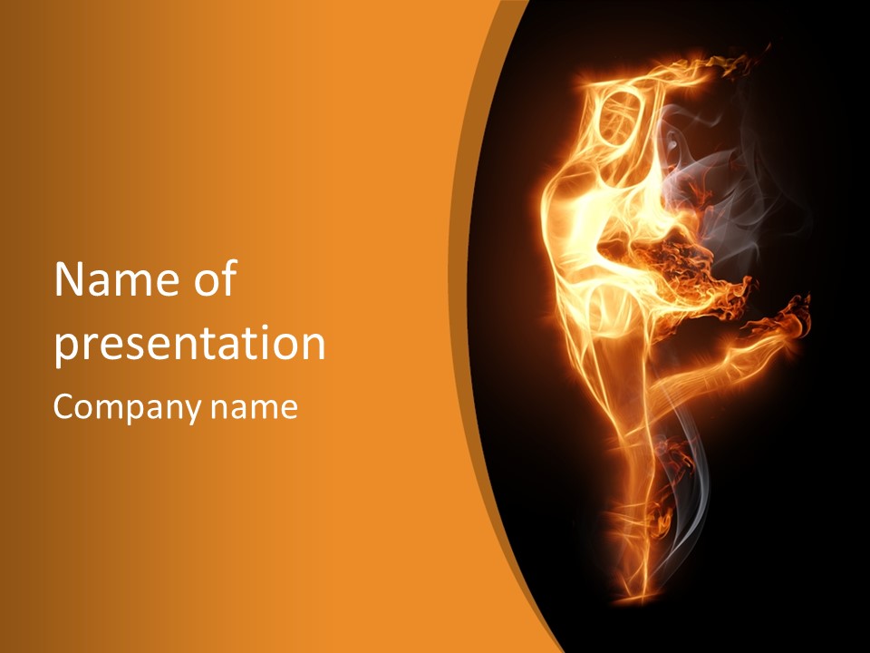 Burning Person Posing PowerPoint Template