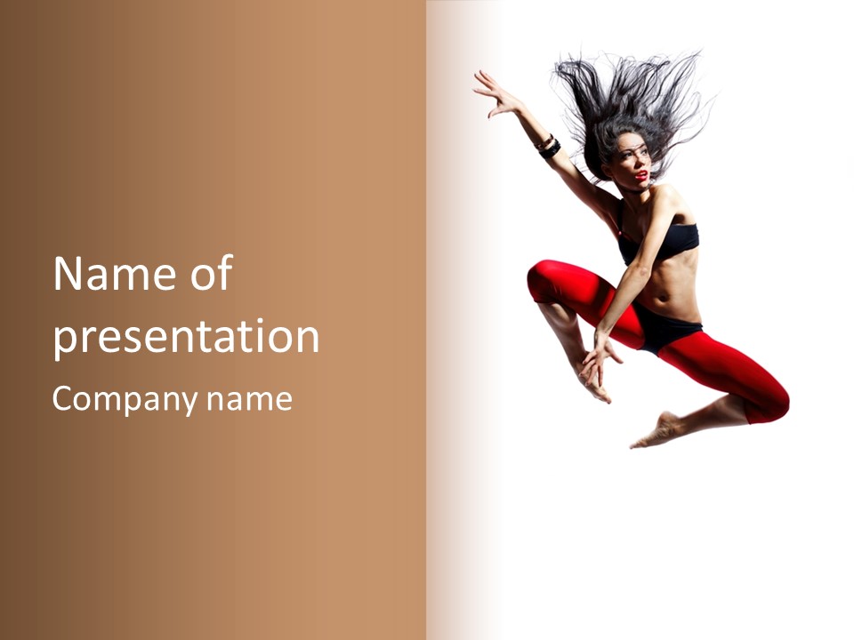 A Woman Jumping In The Air With Her Hair In The Air PowerPoint Template
