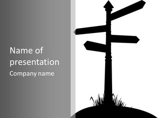 A Black And White Picture Of A Street Sign PowerPoint Template
