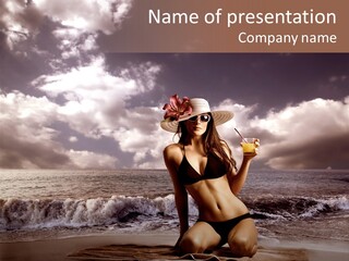 Pretty Vacation Woman PowerPoint Template