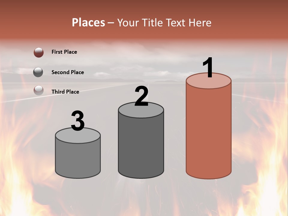 A Road With A Lot Of Fire On It PowerPoint Template