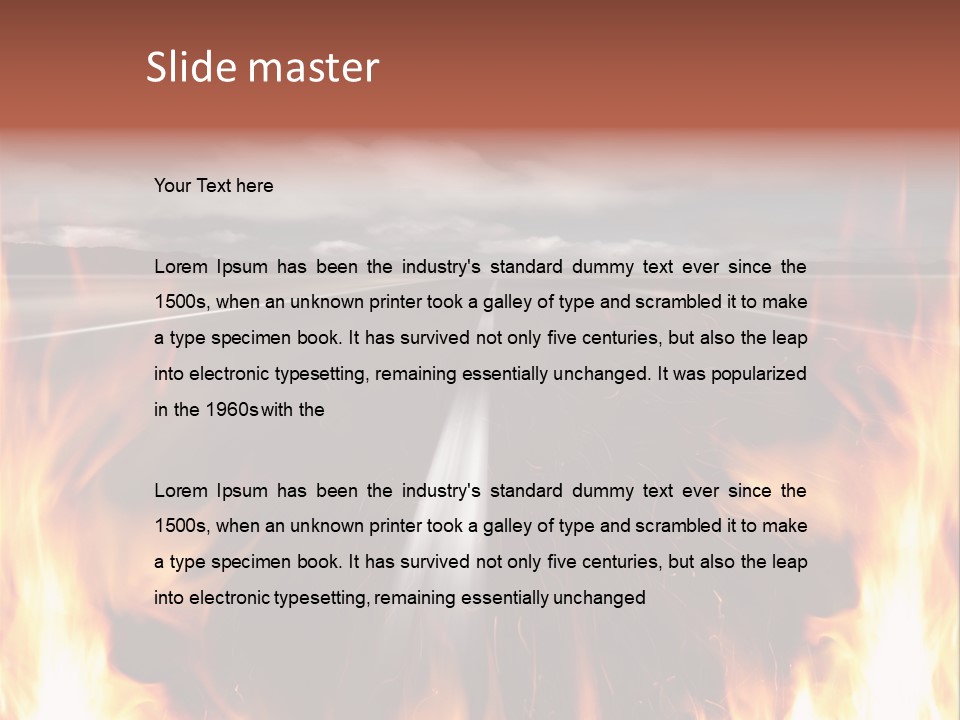 A Road With A Lot Of Fire On It PowerPoint Template