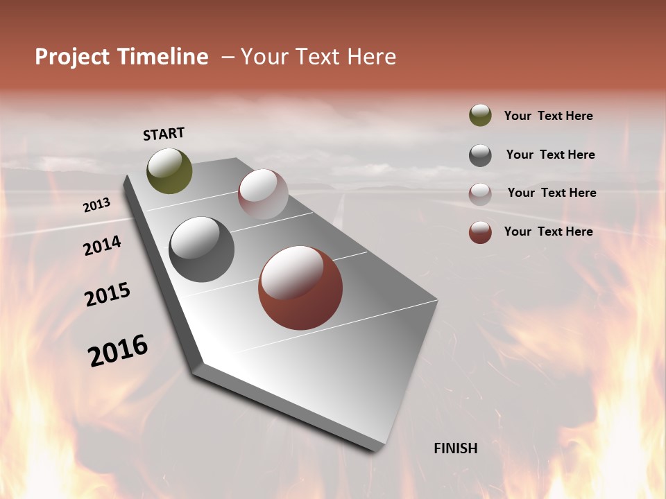 A Road With A Lot Of Fire On It PowerPoint Template