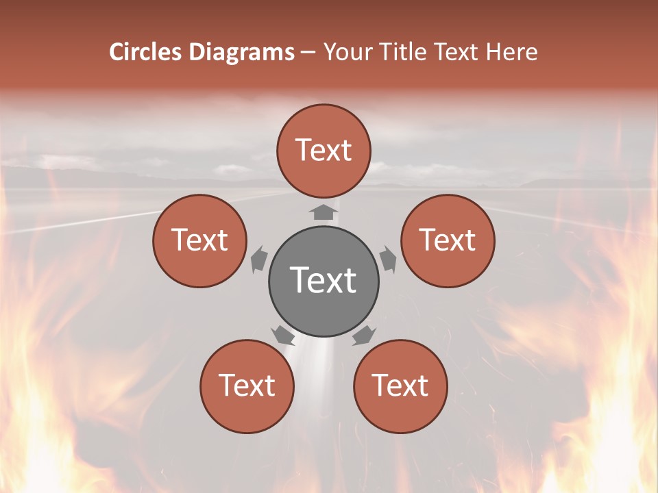 A Road With A Lot Of Fire On It PowerPoint Template