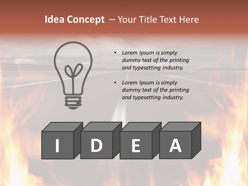 A Road With A Lot Of Fire On It PowerPoint Template