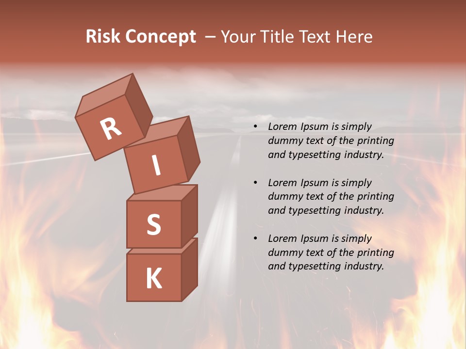 A Road With A Lot Of Fire On It PowerPoint Template