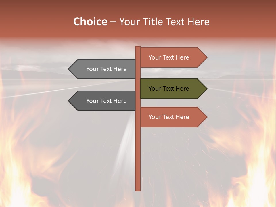A Road With A Lot Of Fire On It PowerPoint Template