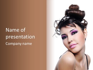 A Woman With Her Hair In A Bun PowerPoint Template