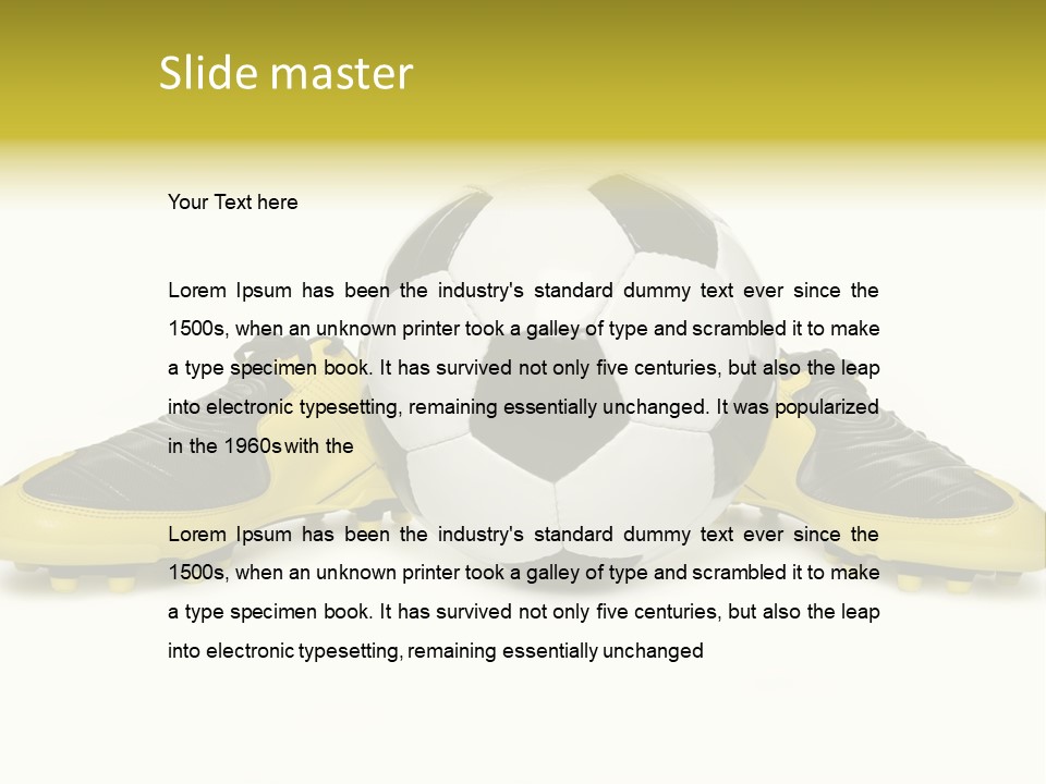 A Soccer Ball Sitting On Top Of A Pair Of Shoes PowerPoint Template