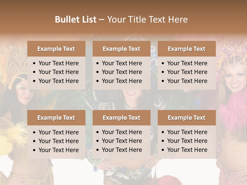 A Group Of Women In Colorful Costumes PowerPoint Template