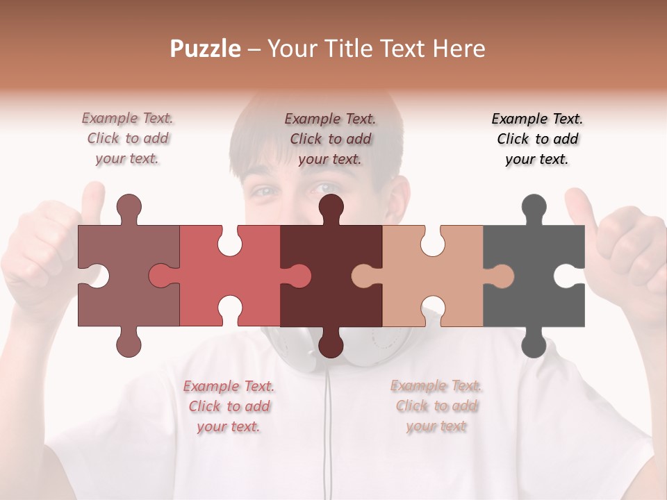 Isolated Earphones Caucasian PowerPoint Template