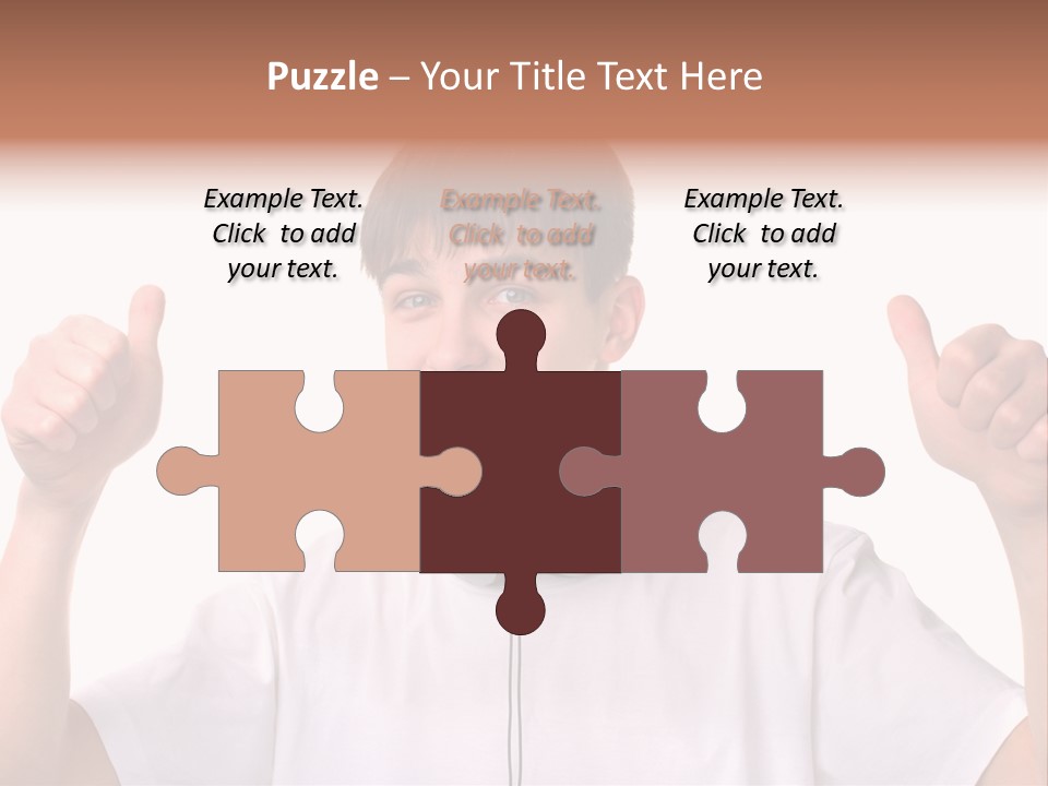 Isolated Earphones Caucasian PowerPoint Template