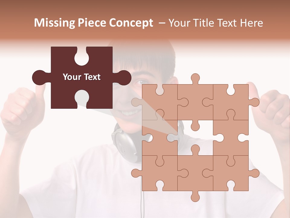 Isolated Earphones Caucasian PowerPoint Template