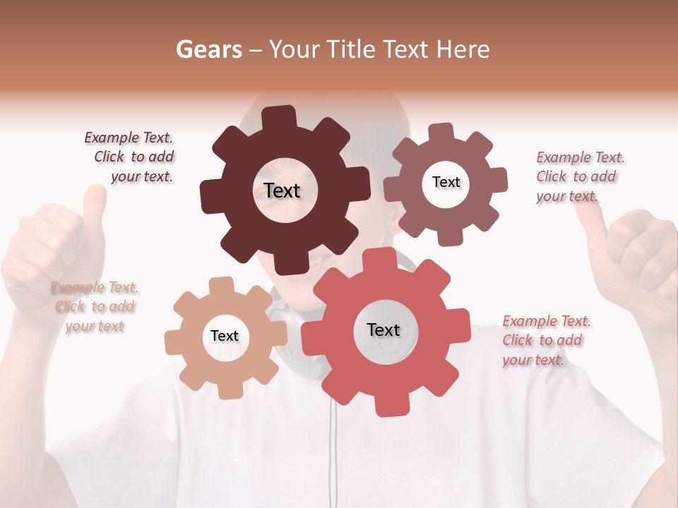 Isolated Earphones Caucasian PowerPoint Template