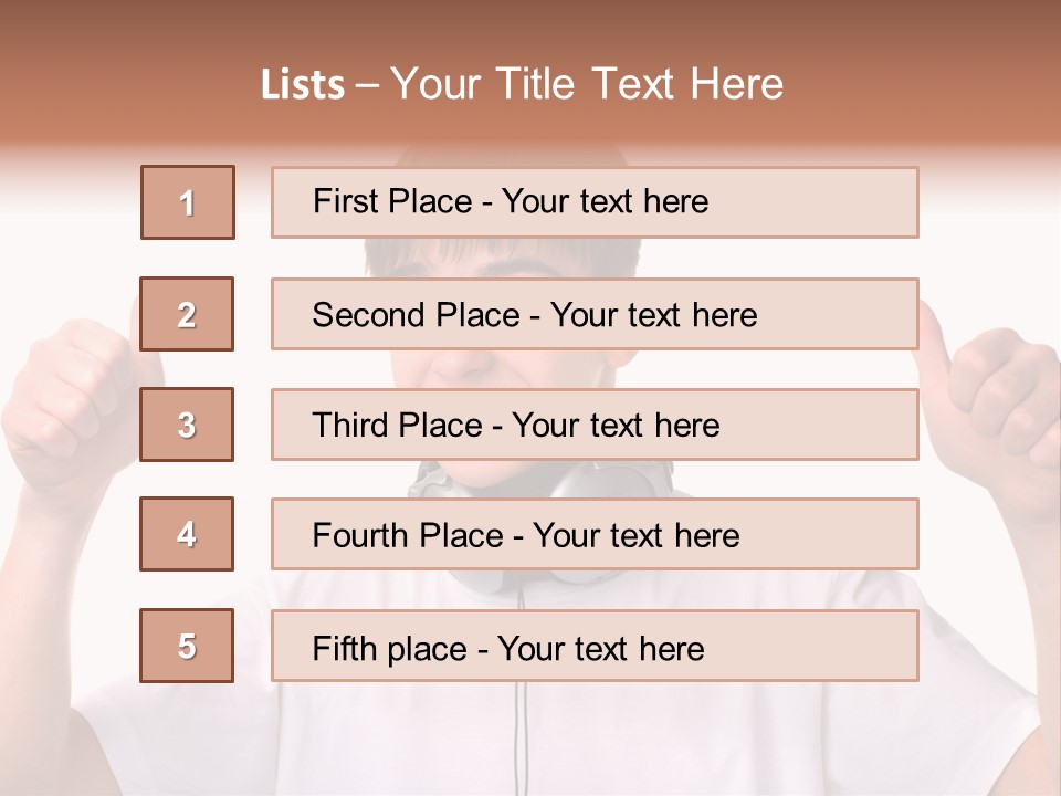 Isolated Earphones Caucasian PowerPoint Template