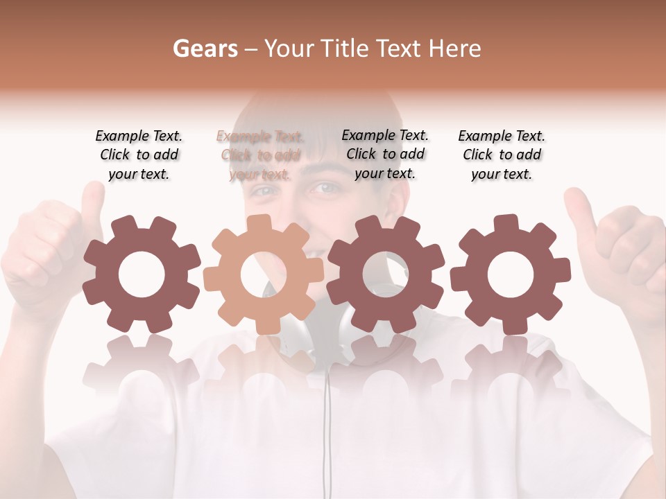 Isolated Earphones Caucasian PowerPoint Template