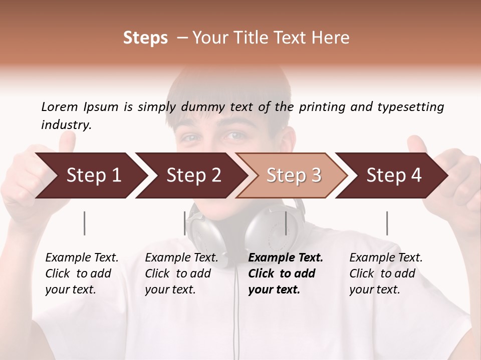 Isolated Earphones Caucasian PowerPoint Template