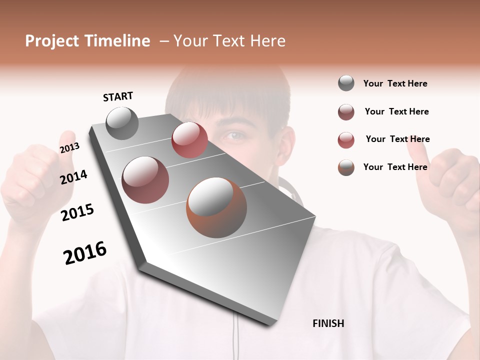Isolated Earphones Caucasian PowerPoint Template