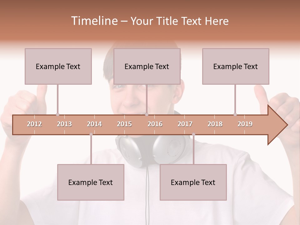 Isolated Earphones Caucasian PowerPoint Template