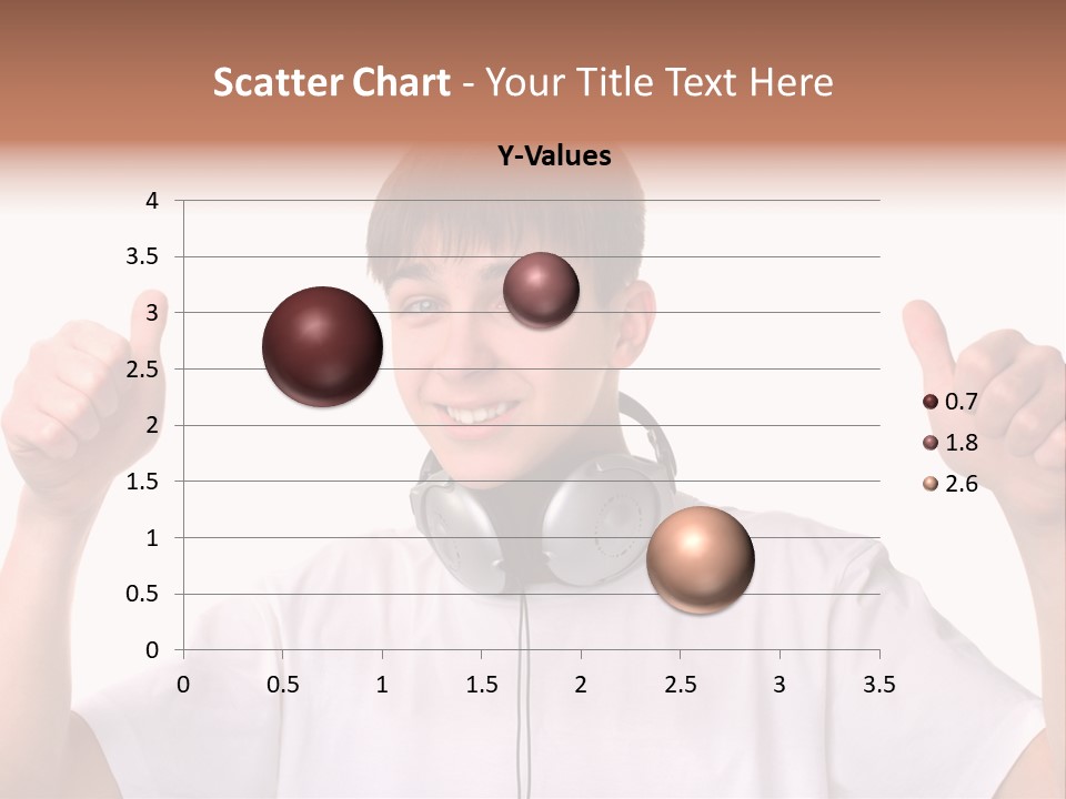 Isolated Earphones Caucasian PowerPoint Template