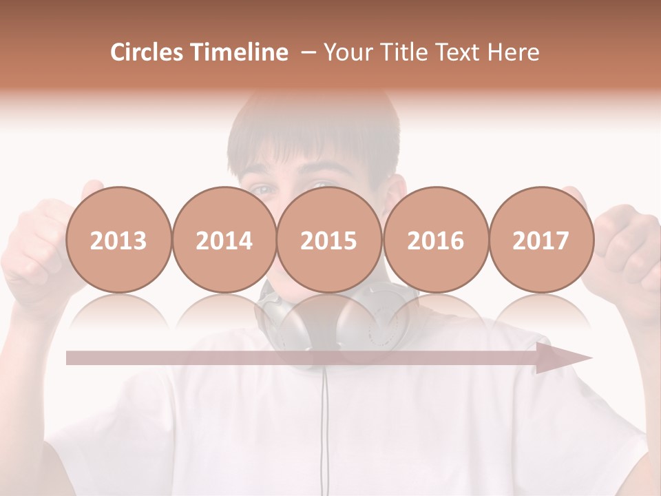 Isolated Earphones Caucasian PowerPoint Template