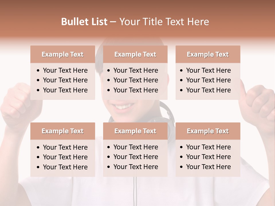 Isolated Earphones Caucasian PowerPoint Template