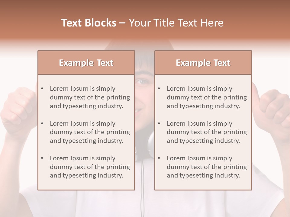 Isolated Earphones Caucasian PowerPoint Template