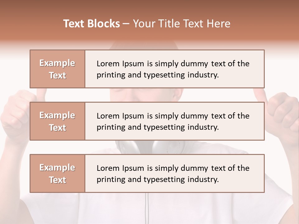 Isolated Earphones Caucasian PowerPoint Template