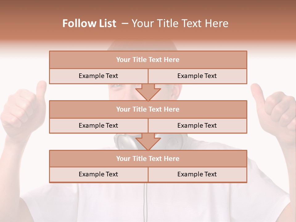 Isolated Earphones Caucasian PowerPoint Template