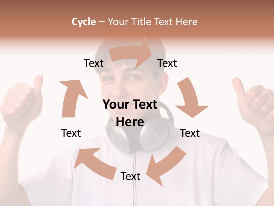 Isolated Earphones Caucasian PowerPoint Template