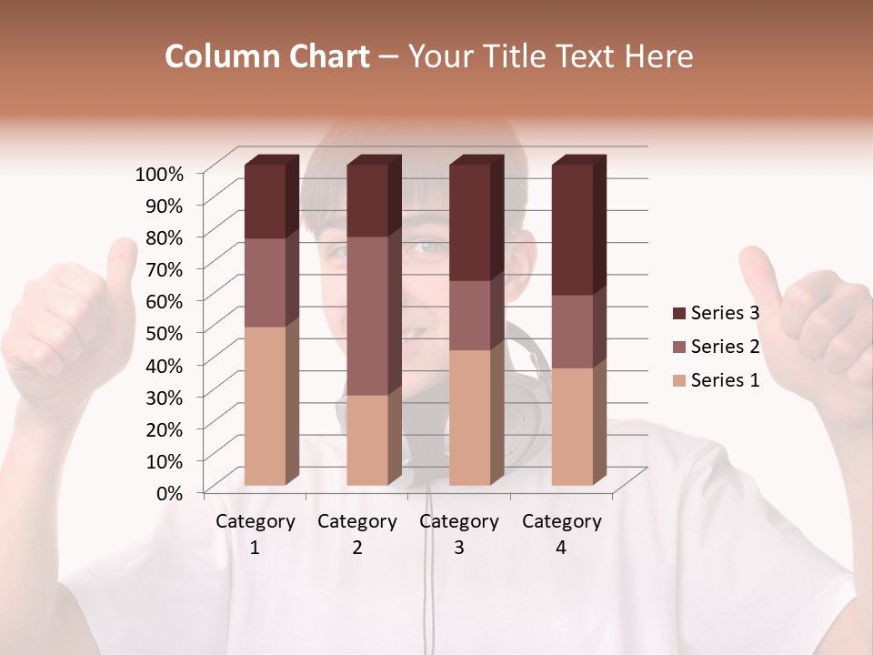 Isolated Earphones Caucasian PowerPoint Template