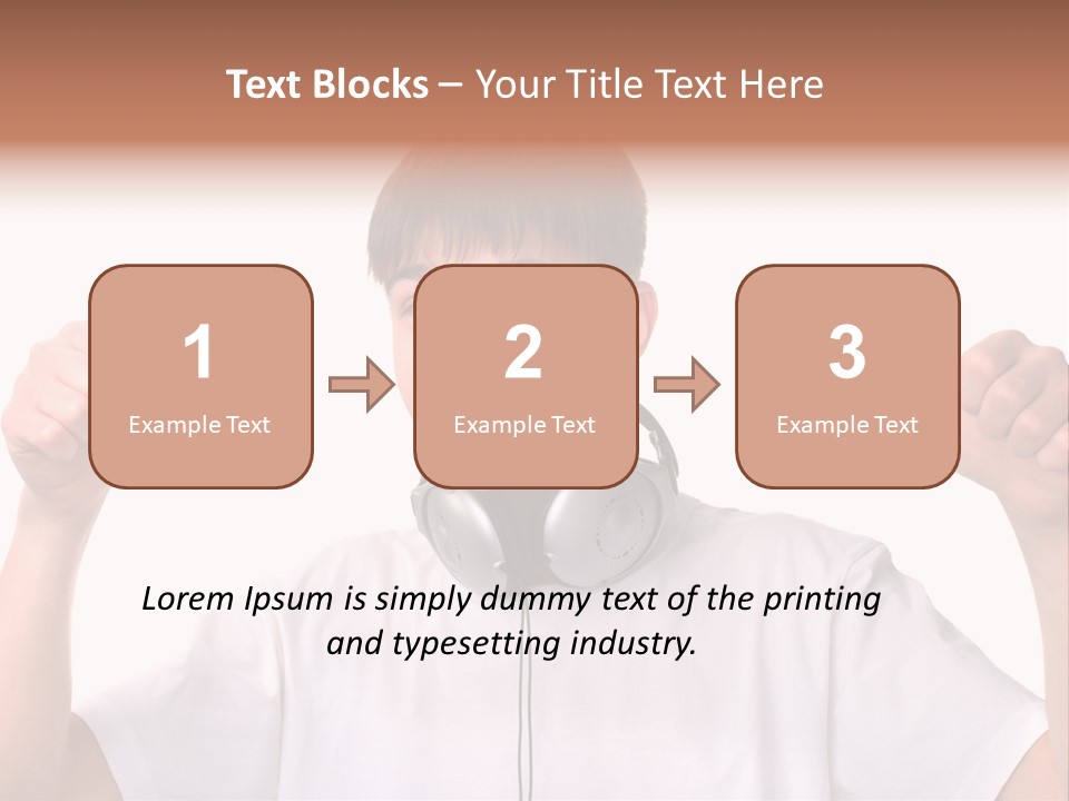 Isolated Earphones Caucasian PowerPoint Template